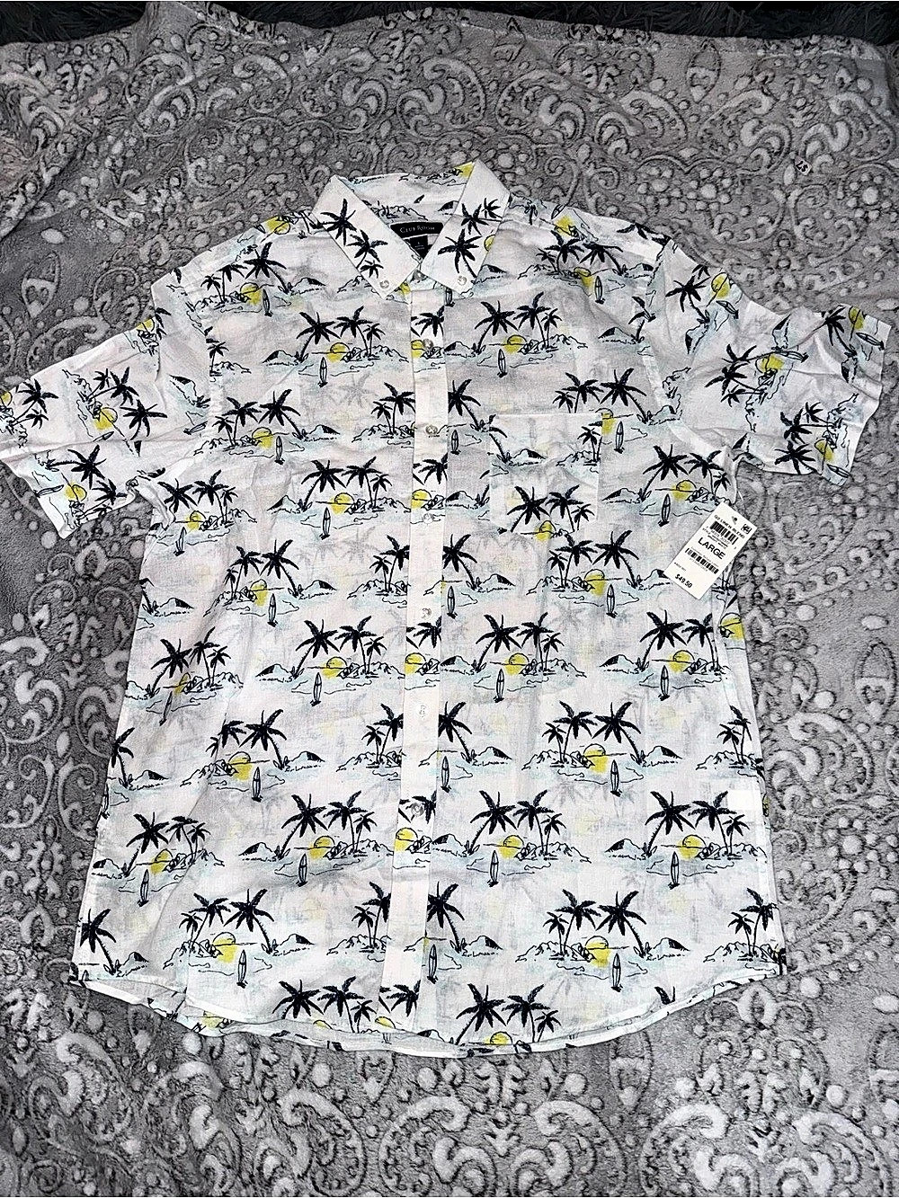 Club Room Men’s Tropical Island Linen-Blend Shirt — Large NWT 🌴🏄